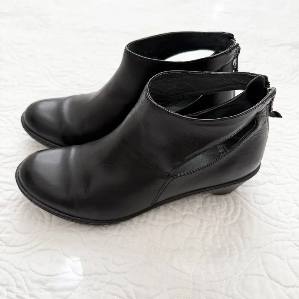 Dansko Black Leather Cutout Ankle Booties - Picture 4 of 9